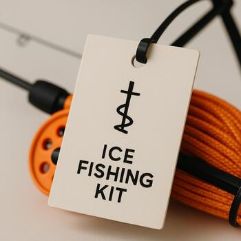 Small bundle label card on a lanyard with simple lane icons