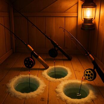 Inside view of a shelter looking out toward a small cluster of holes