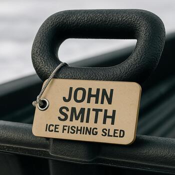 Fabric label for an ice bundle attached to a sled handle