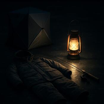 Night layout card with icons for shelter, light and crew size