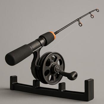 Spare ice rod stored with line clipped and hook secured