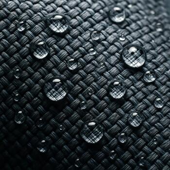 Closeup of insulated ice fishing fabric with tight dark weave