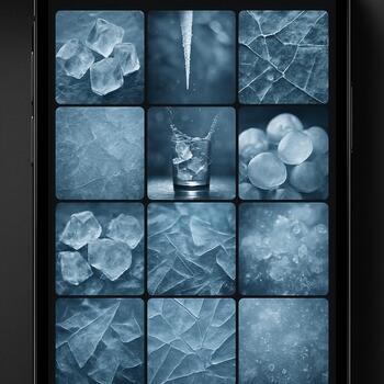 Phone gallery showing several ice session photos in a grid