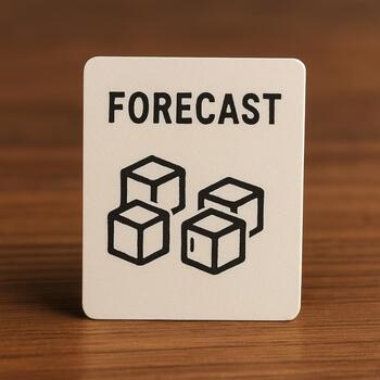 Small forecast note card on a table with ice icons