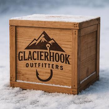 Compact shipping crate sitting on a light layer of snow